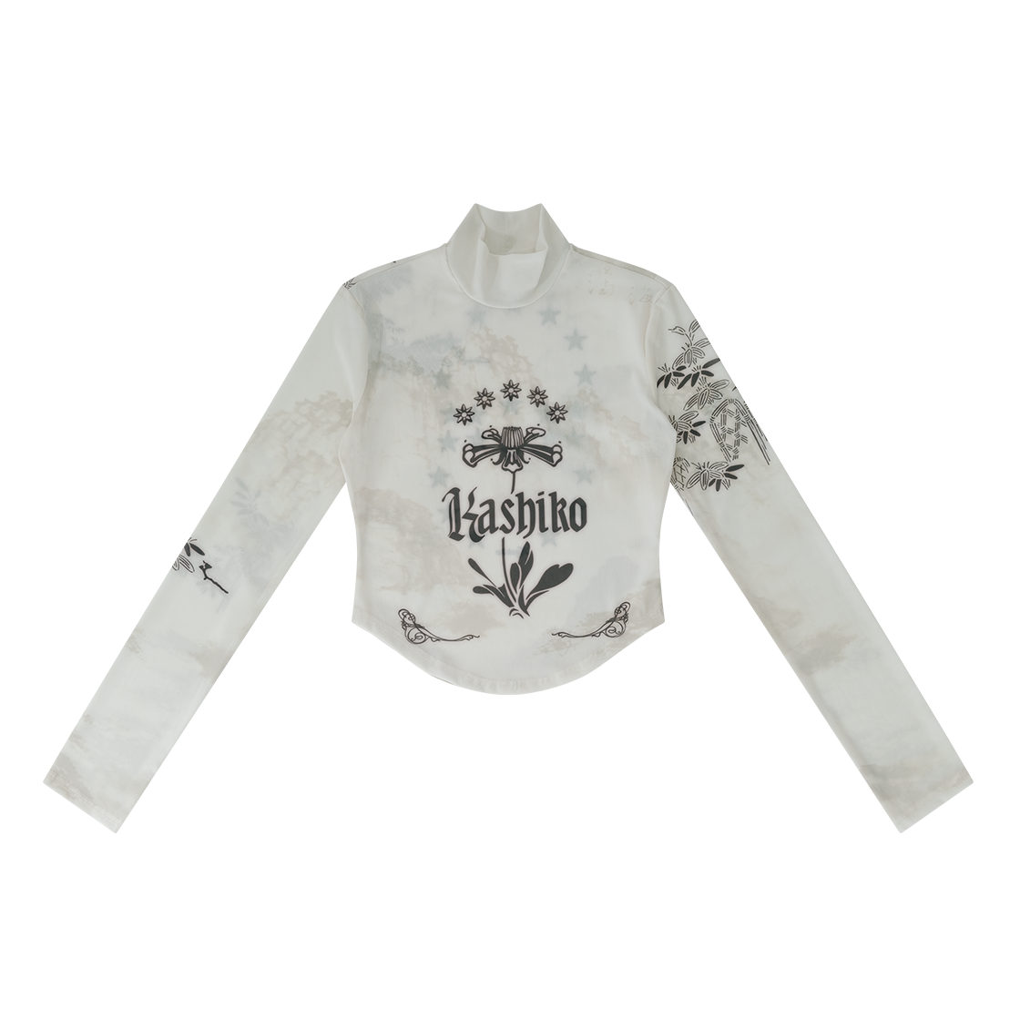 [KASHIKO] 韓国人気 Highneck Mesh Top KASHIKO] 韓国人気 Highneck Mesh Top