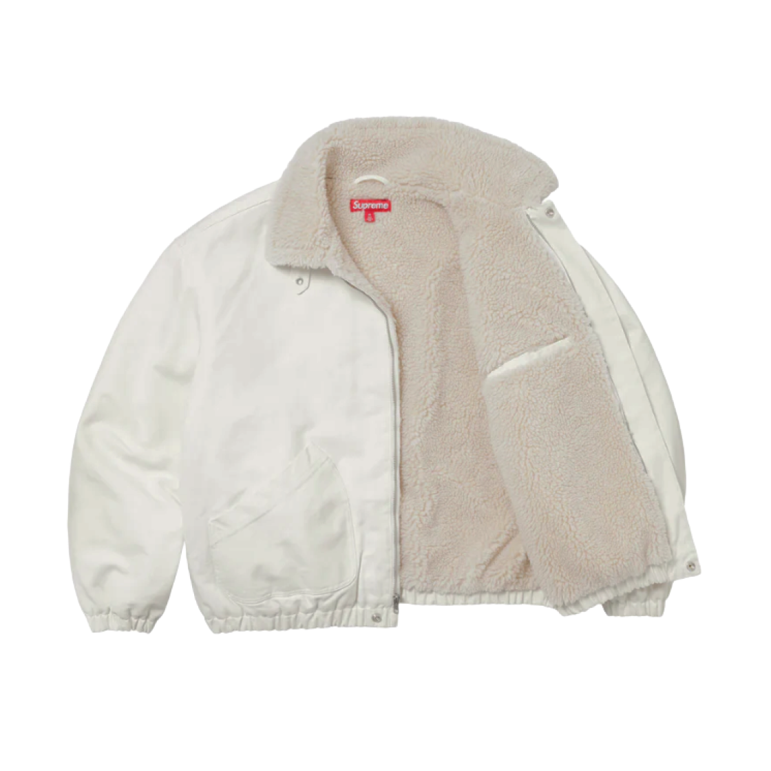 Supreme Faux Shearling Lined Bomber Jacket White - 24FW 상세 이미지 2