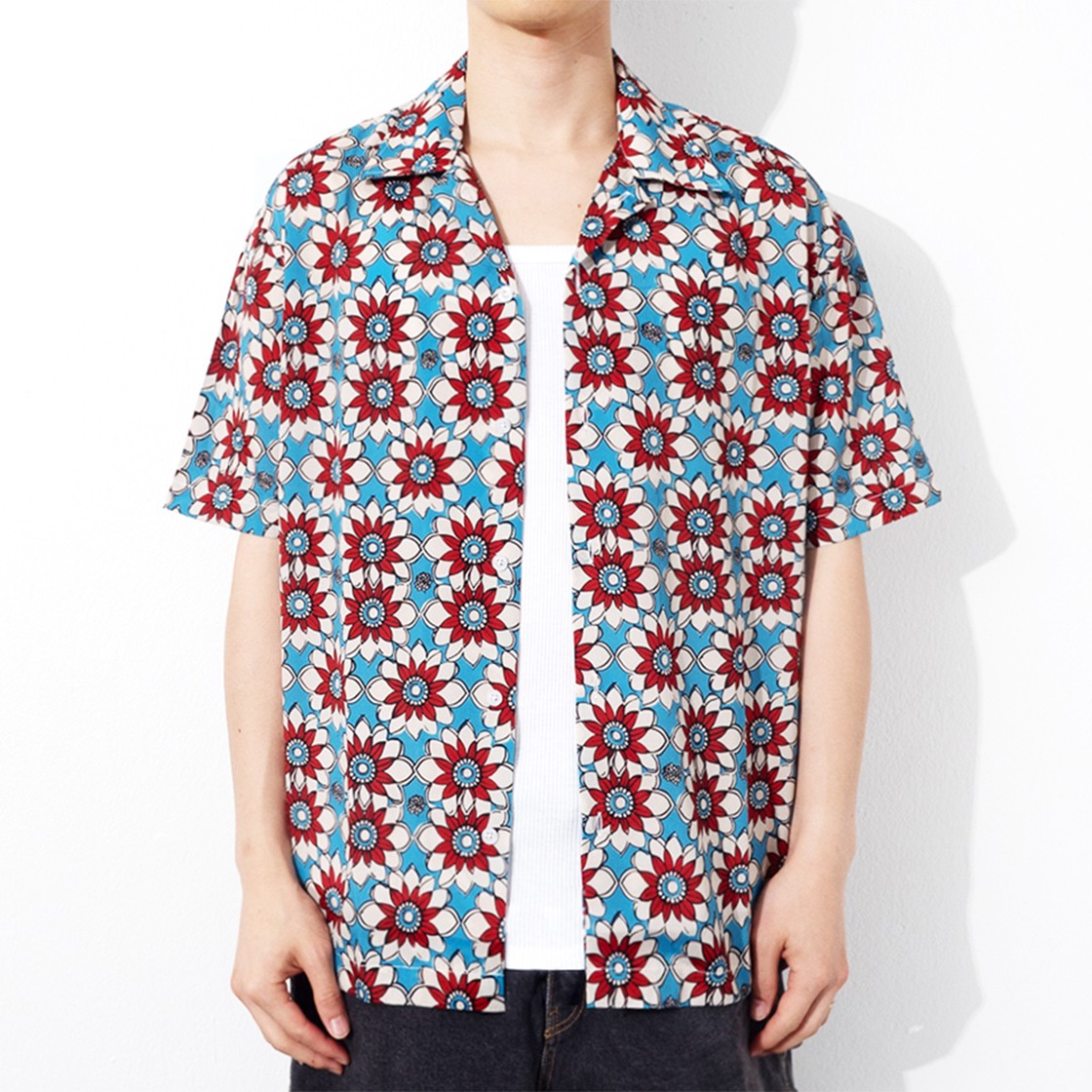 QT8 GARMENTS Floral Shirt Turquoise 상세 이미지 3