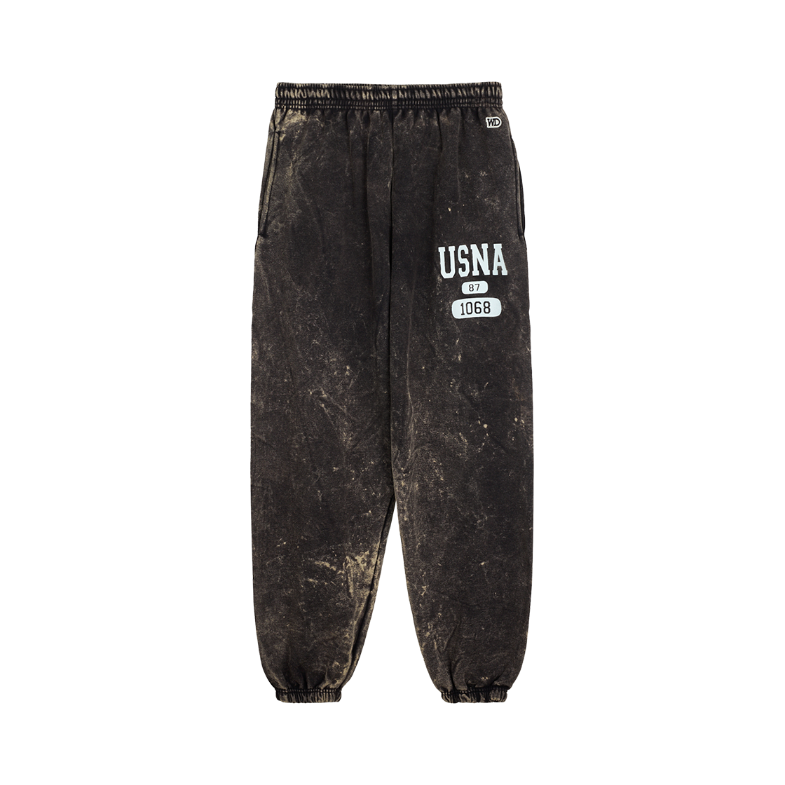 와일드 동키 USNA 플리스 엘라스티케이티드 커프 트라우저 블리치드 블랙 - 24FW(Wild Donkey USNA Fleece Elasticated Cuff Trousers Bleached Black - 24FW)