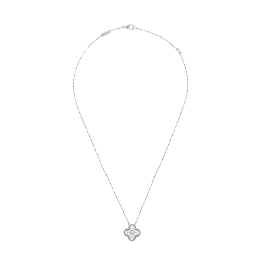 (W) Van Cleef & Arpels Vintage Alhambra Pendant White Gold Diamonds