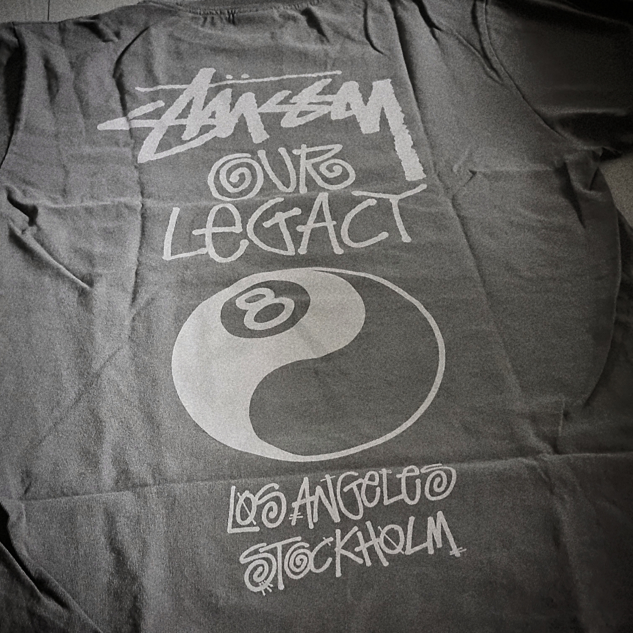 Stussy x Our Legacy Work Shop 8 Ball Pigment Dyed Yin Yang T-Shirt Black, Stussy x Our Legacy Work Shop 8 Ball Pigment Dyed Yin Yang T-Shirt Natural 착용 스타일