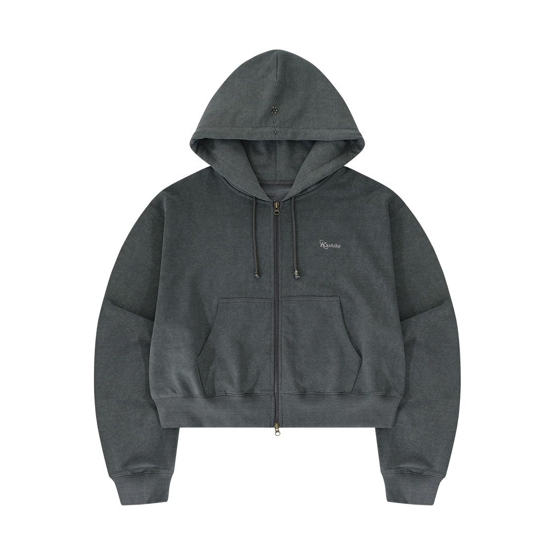 24FW011CHAS / 24FW011CHAM Kashiko Monk Over Hood Zip-Up Charcoal