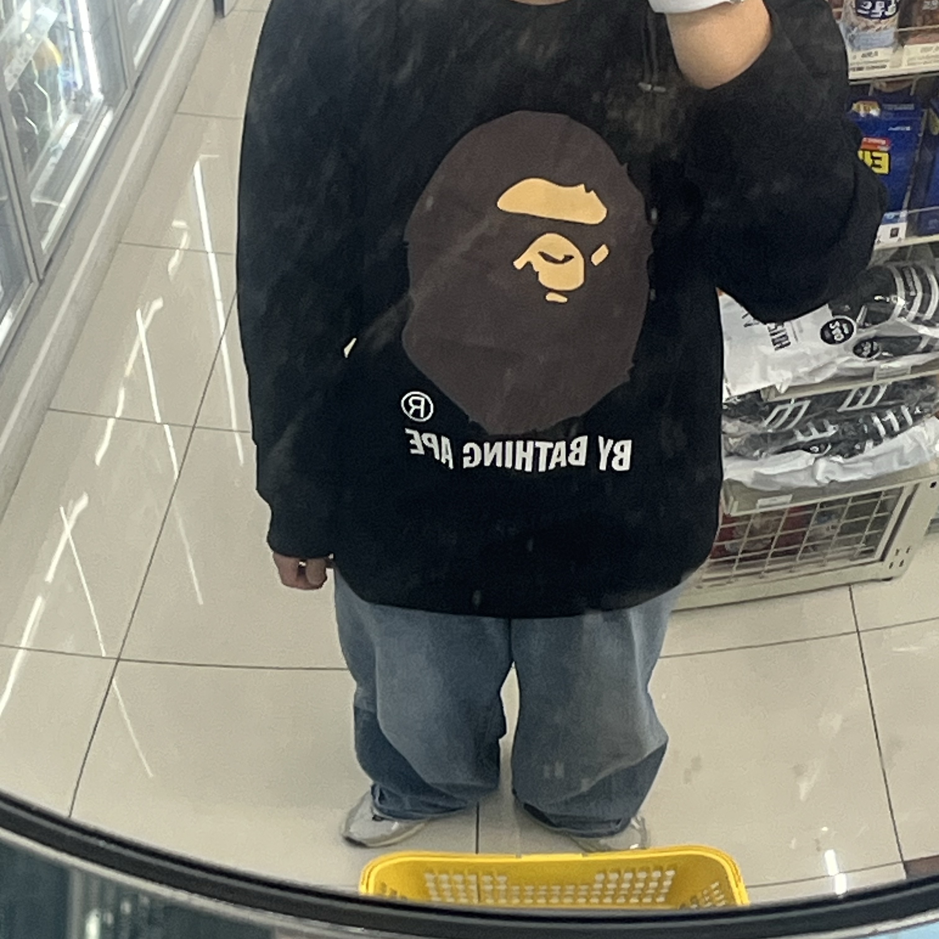 BAPE By Bathing Ape L/S T-Shirt Black, Salomon Trailblazer 10 Black 착용 스타일 - 1