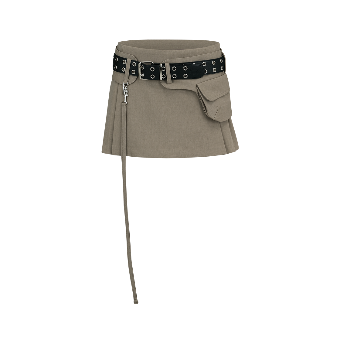 24FW13BEGS / 24FW13BEGM Kashiko Pleats Pocket Belt Mini Skirt Beige