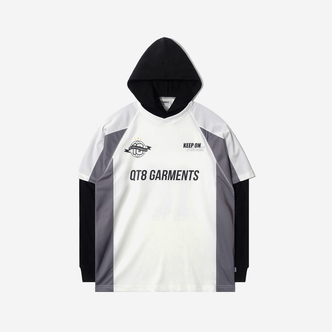 QT8 GARMENTS 3R Soccer Layered Hoodie Jersey Ivory 상세 이미지 1