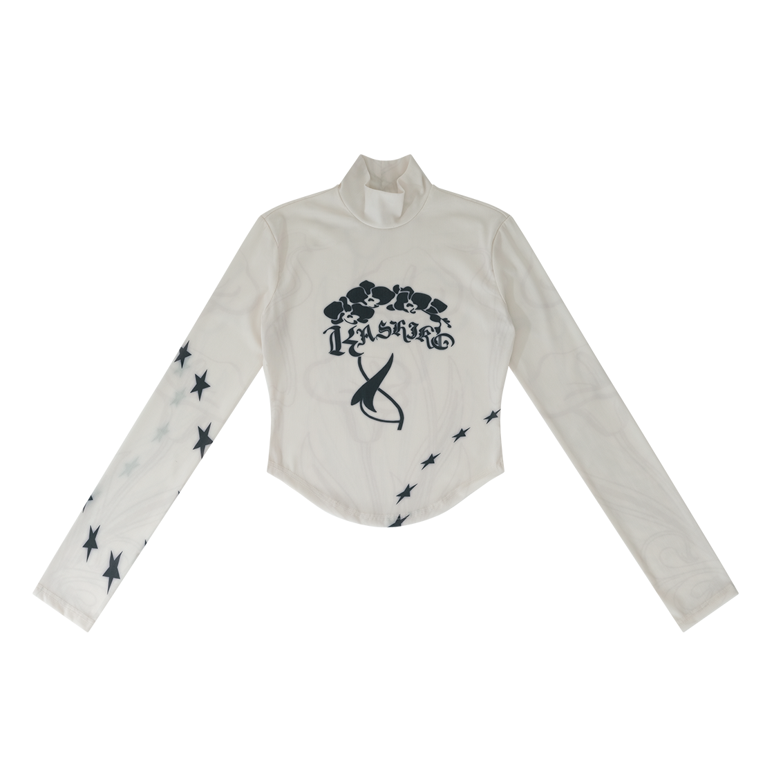 [KASHIKO] 韓国人気 Highneck Mesh Top KASHIKO] 韓国人気 Highneck Mesh Top