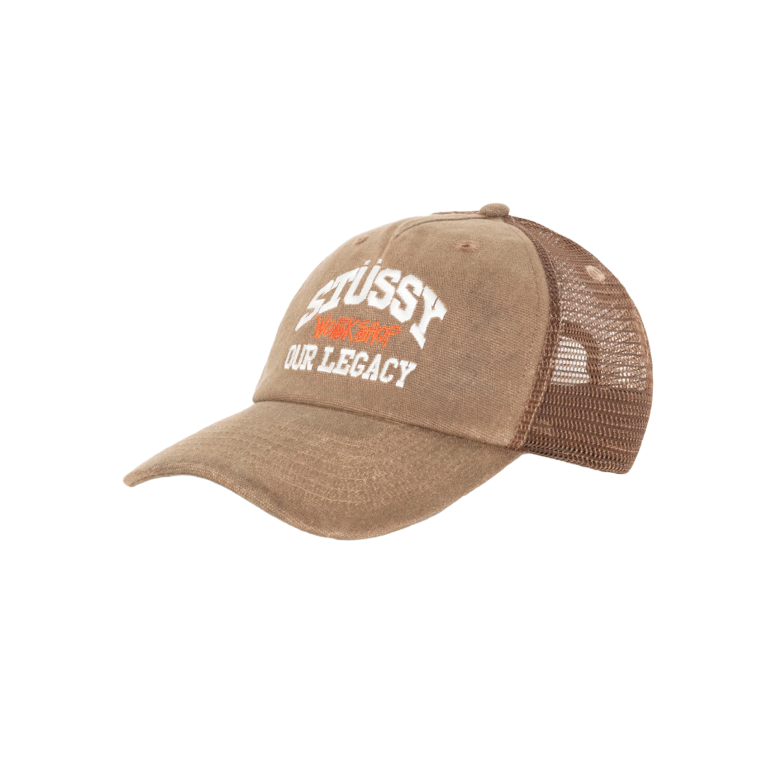 Stussy x Our Legacy Work Shop Low Profile Trucker Cap Brown 상세 이미지 2