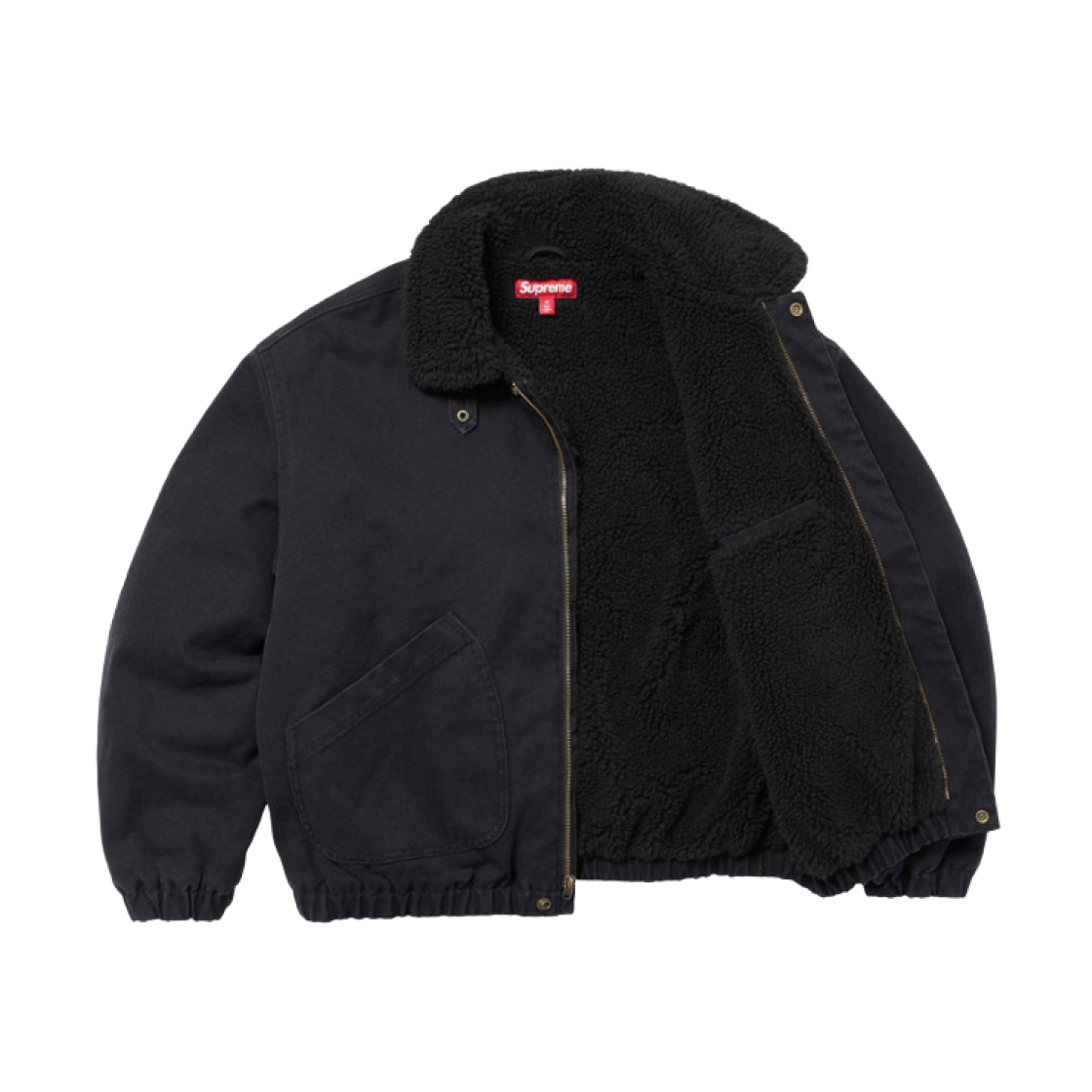 Supreme Faux Shearling Lined Bomber Jacket Black - 24FW 상세 이미지 2