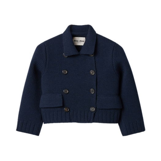 (W) Miu Miu Cropped Wool Jacket Navy
