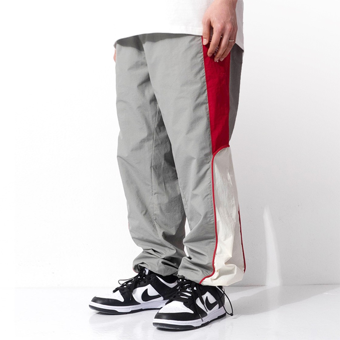 QT8 GARMENTS Old Track Pant Grey/Red 상세 이미지 3