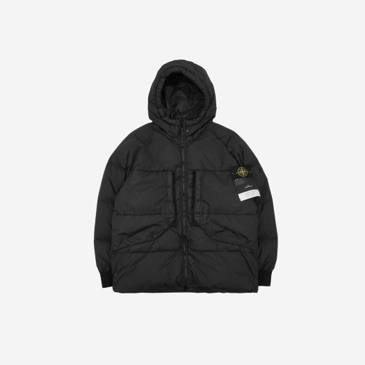 Stone Island 40723 Garment Dyed Crinkle Reps Recycled Nylon Hooded Down Jacket Black - 23FW