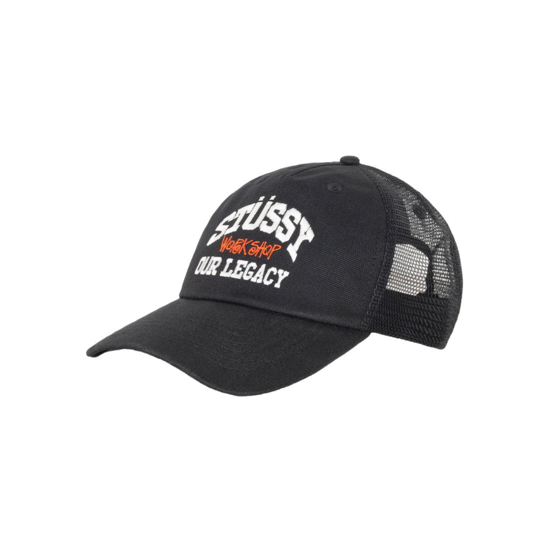 Stussy x Our Legacy Work Shop Low Profile Trucker Cap Black 상세 이미지 2