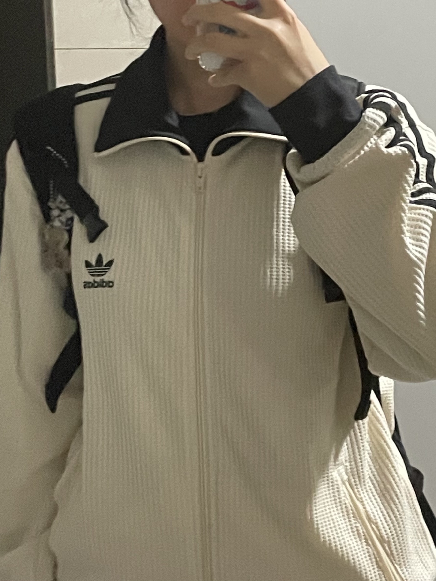 Adidas Waffle Beckenbauer Track Top Wonder White - KR Sizing 착용 스타일 - 2