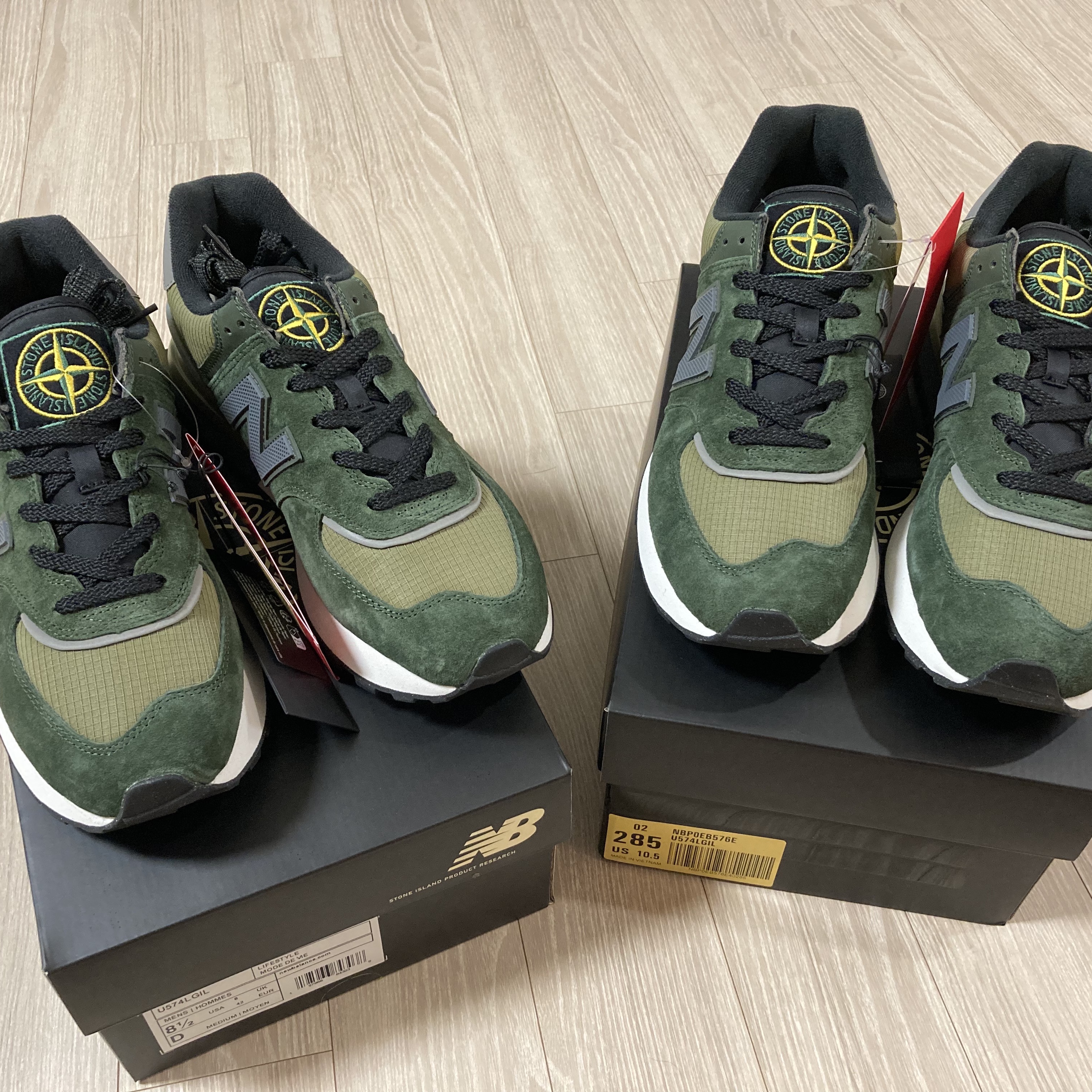 New Balance x Stone Island 574 Legacy Dark Green 착용 스타일