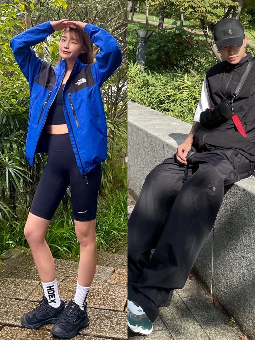 The North Face White Label Mountain Peak Jacket Royal Blue, New Balance Fresh Foam X More Trail v3 Reflection Vintage Teal 착용 스타일 - 2
