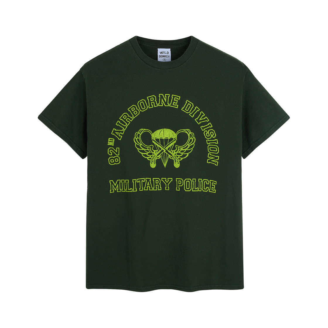 와일드 동키 에어본 티셔츠 스트롱 워시드 보틀 그린 - 24FW(Wild Donkey Airborn T-Shirt Strong Washed Bottle Green - 24FW)