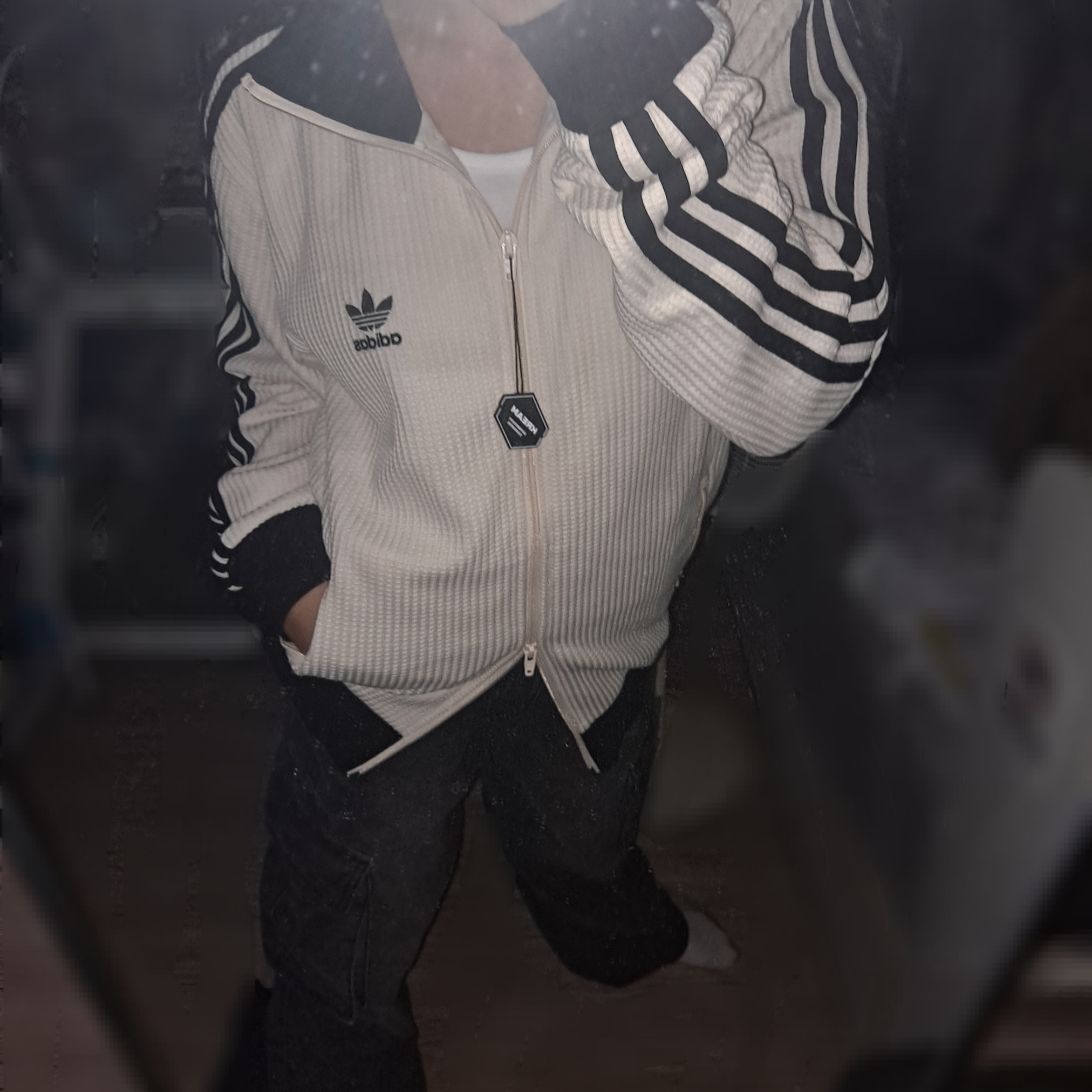 Adidas Waffle Beckenbauer Track Top Wonder White - KR Sizing 착용 스타일 - 1