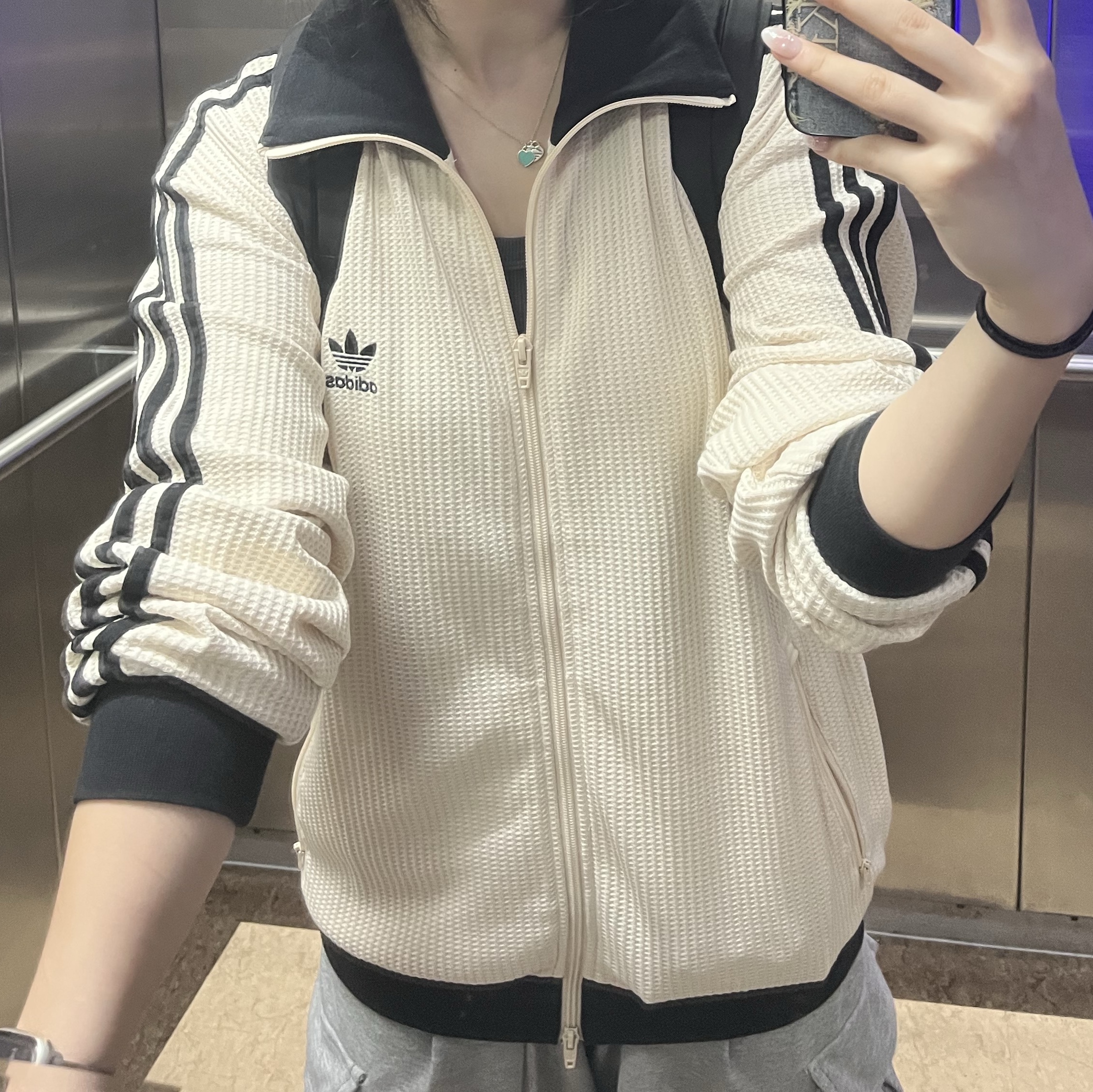 Adidas Waffle Beckenbauer Track Top Wonder White - KR Sizing 착용 스타일