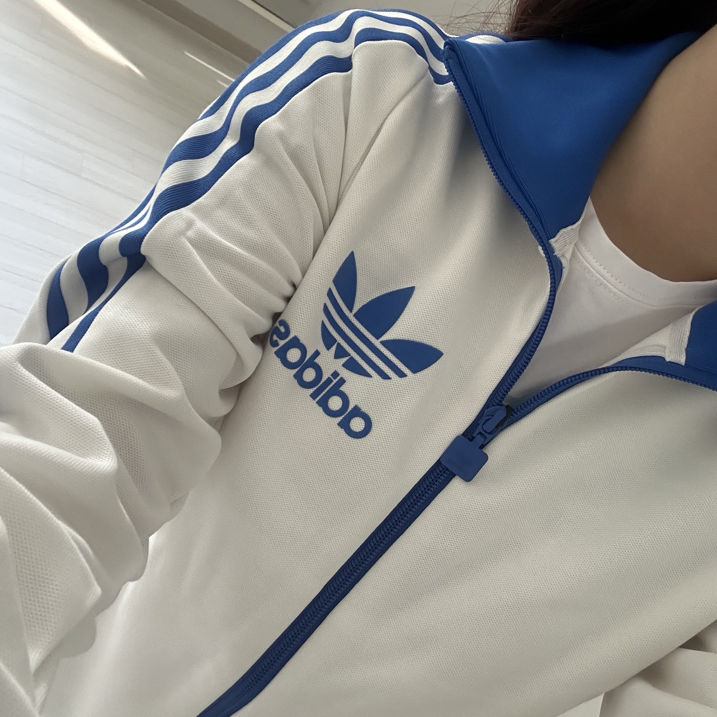 (W) Adidas Originals Beckenbauer Track Top Cloud White - KR Sizing 착용 스타일