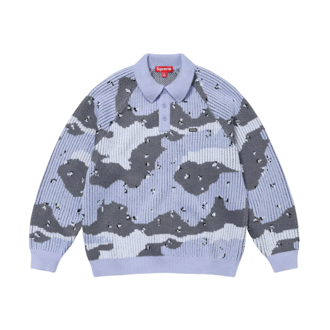 Supreme Small Box Polo Sweater Blue Camo - 24FW 상세 이미지 1