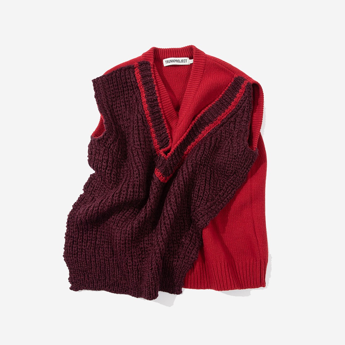 TRUNKPROJECT Layered Knit Vest Red 상세 이미지 3