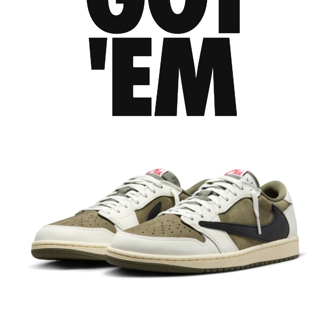 Jordan 1 x Travis Scott Retro Low OG SP Reverse Olive ์ฐฉ์ฉ ์คํ์ผ