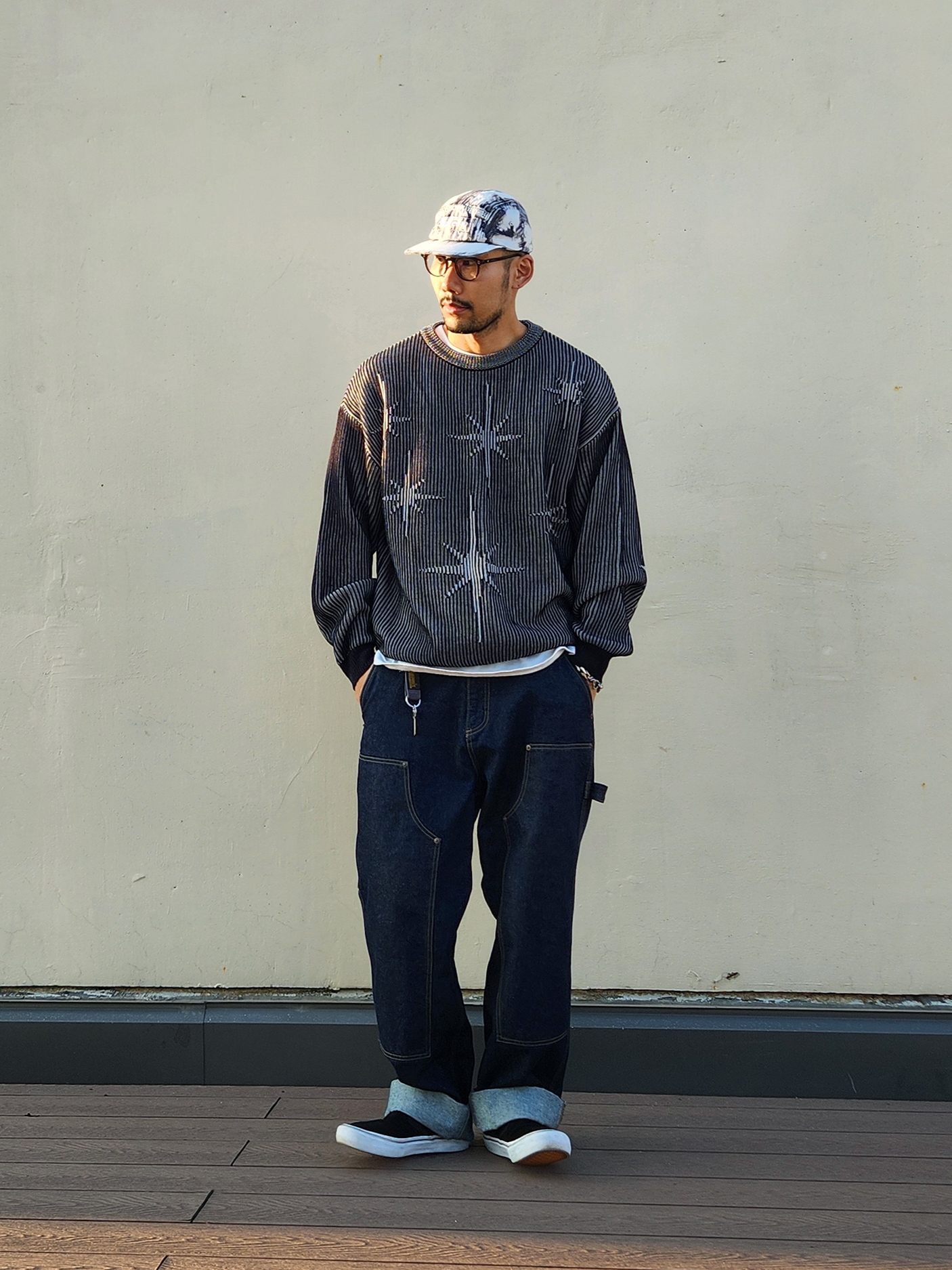 Supreme Bleached Chino Camp Cap Black - 24SS 착용 스타일 - 1