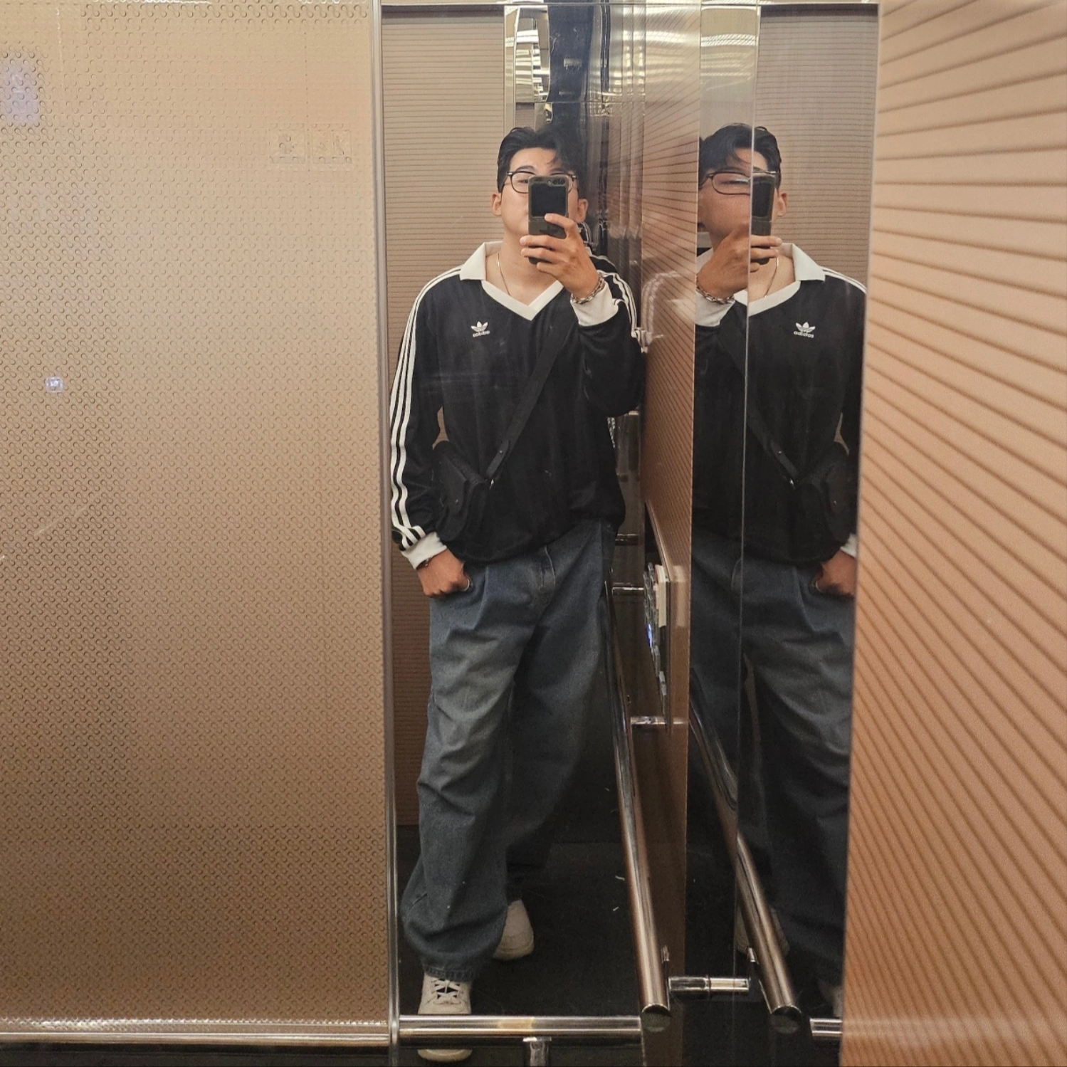 Adidas Adicolor Pique Football Long Sleeve T-Shirt Black - KR Sizing 착용 스타일