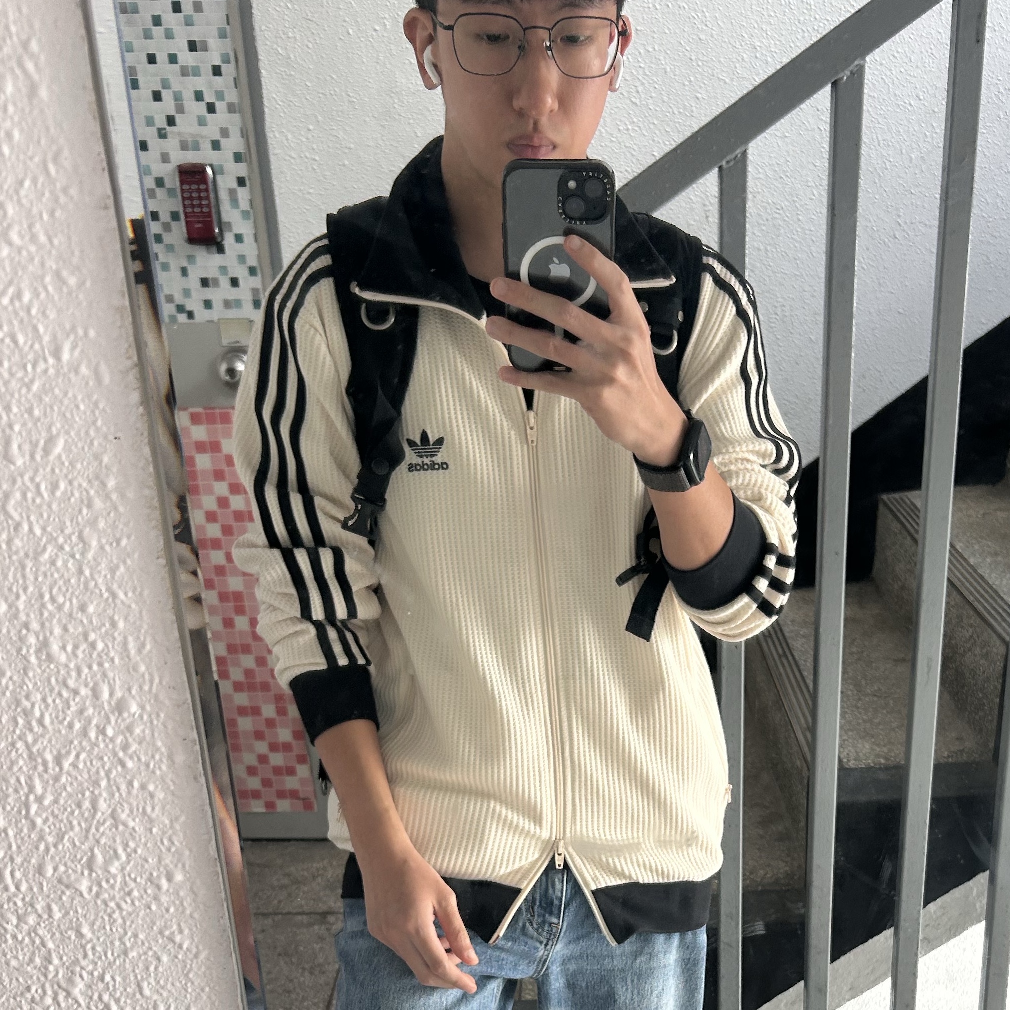 Adidas Waffle Beckenbauer Track Top Wonder White - KR Sizing 착용 스타일
