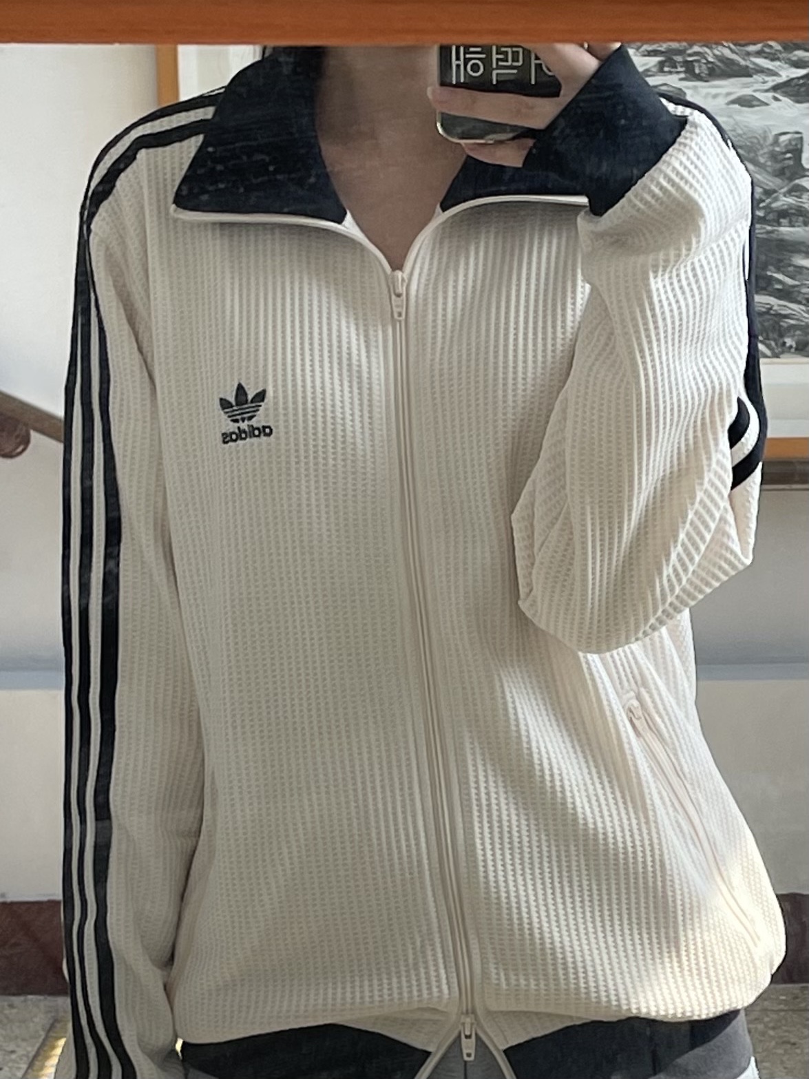 Adidas Waffle Beckenbauer Track Top Wonder White - KR Sizing 착용 스타일
