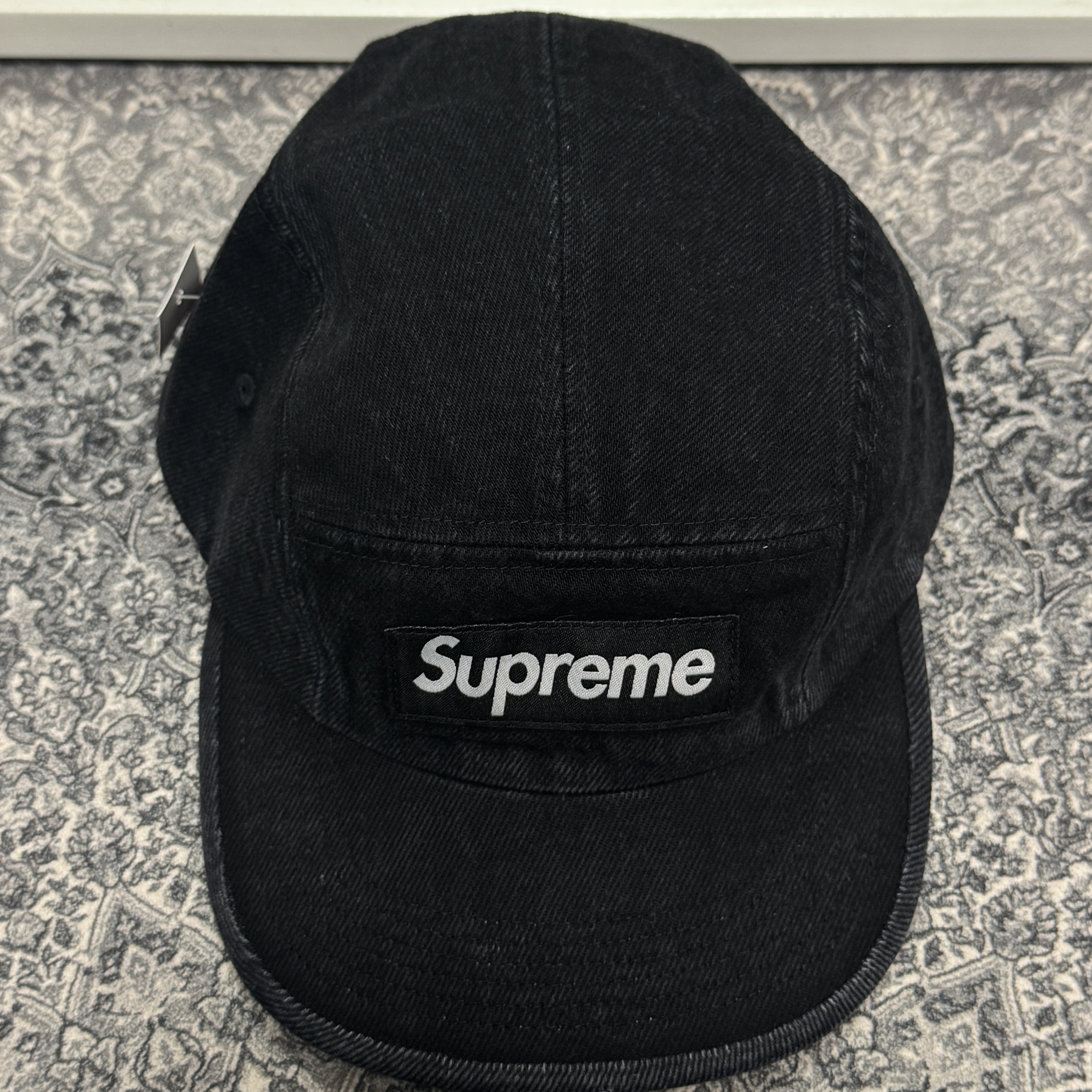 Supreme Denim Camp Cap Black - 24FW 착용 스타일