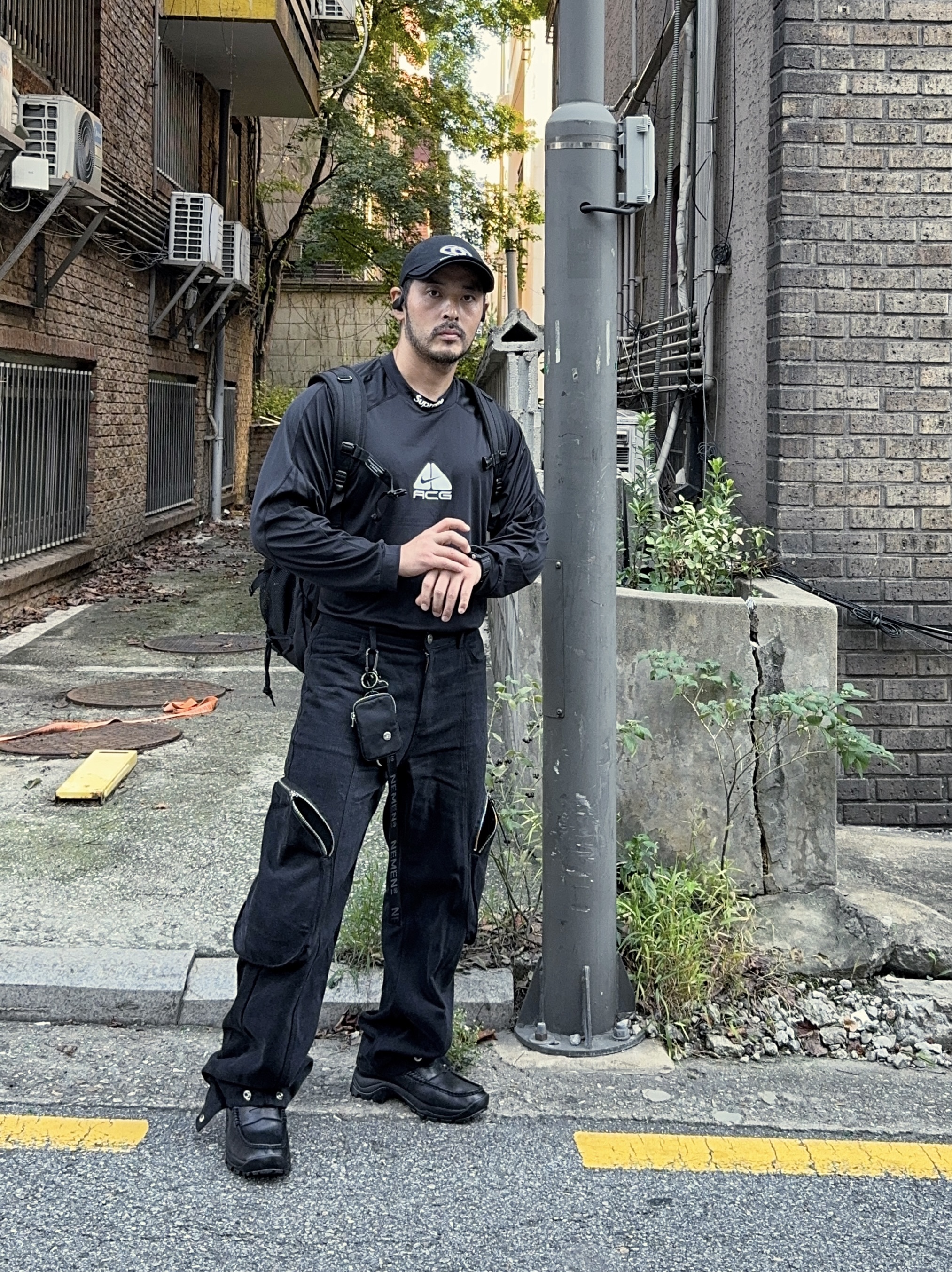 Civision by CSC Double Brim Cap Black, Supreme x Nike ACG Jersey Black - 22FW 착용 스타일 - 1