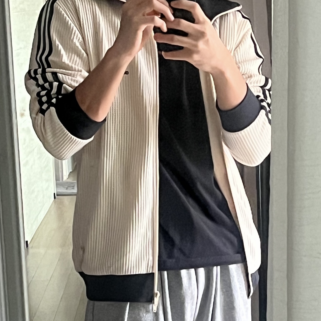 Adidas Waffle Beckenbauer Track Top Wonder White - KR Sizing 착용 스타일 - 1