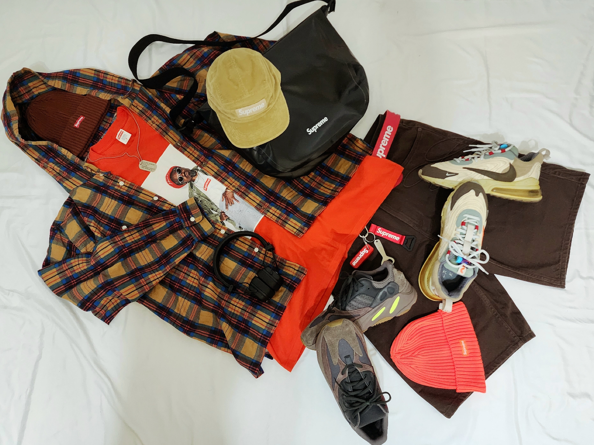 Supreme Washed Chino Twill Camp Cap Brown - 22SS, Supreme Overdyed Beanie Brown - 22SS μ°©μ© μ€νμΌ - 4