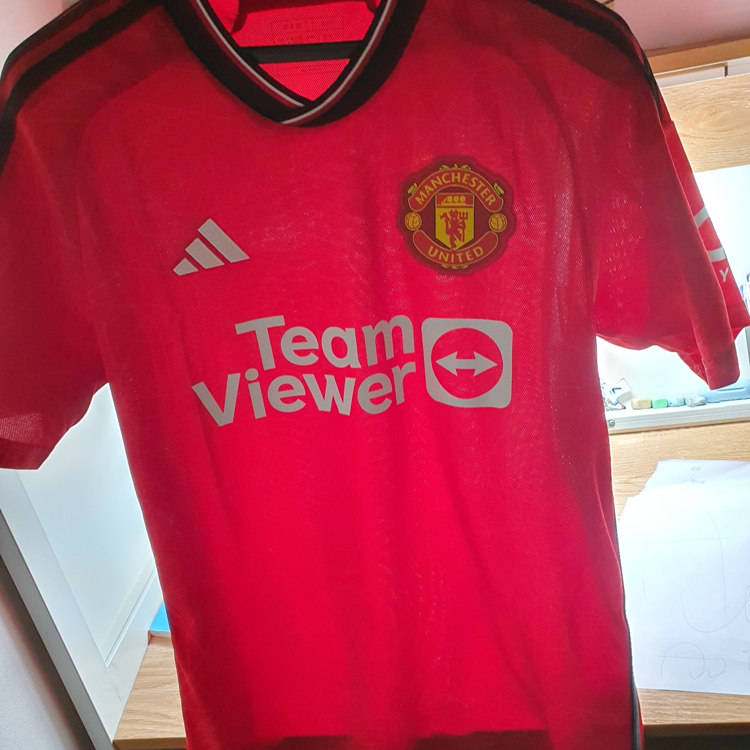 Adidas Manchester United 2023/24 Home Jersey Team Collegiate Red - KR Sizing (Non Marking Ver.) 착용 스타일