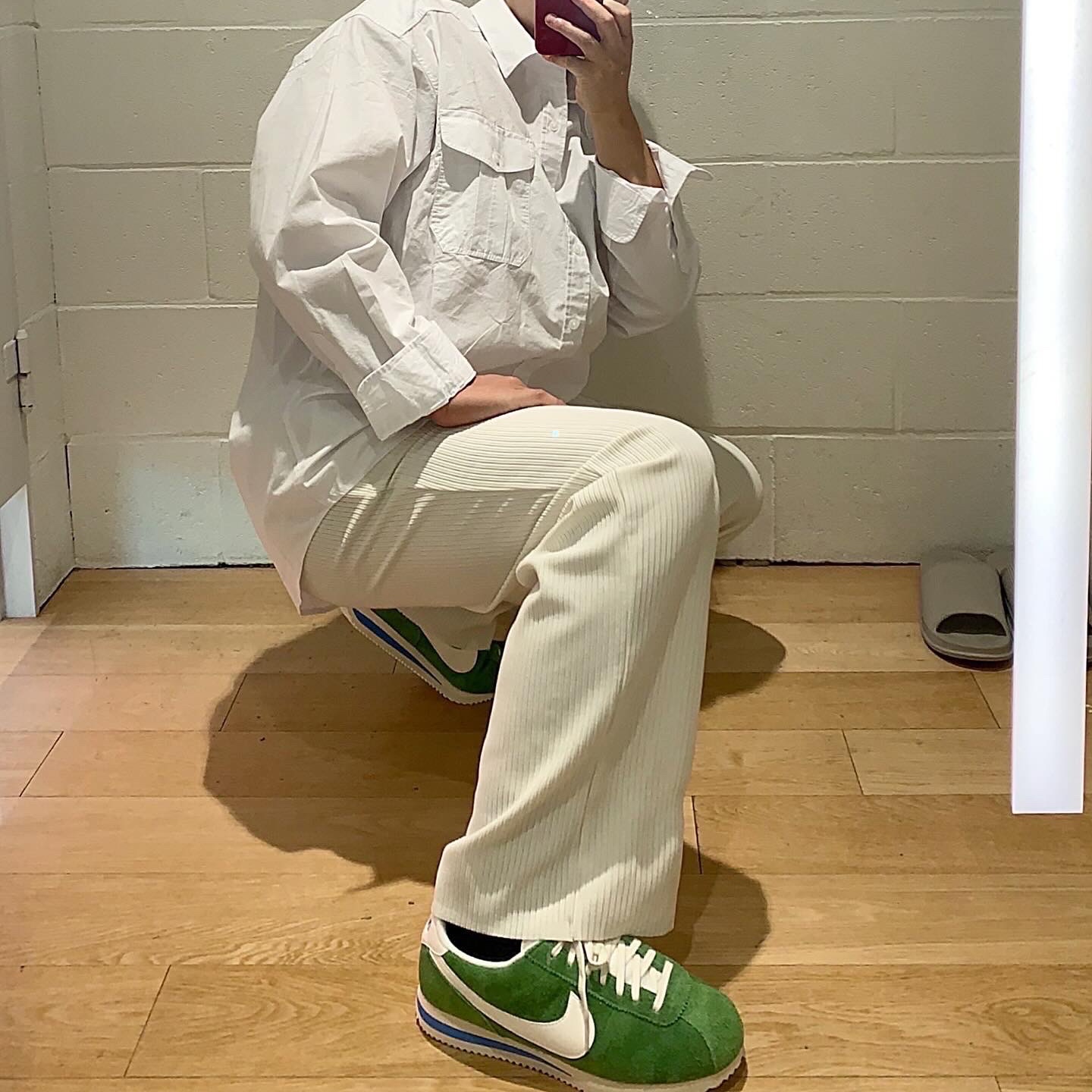 (W) Nike Cortez Vintage Chlorophyll Suede 착용 스타일