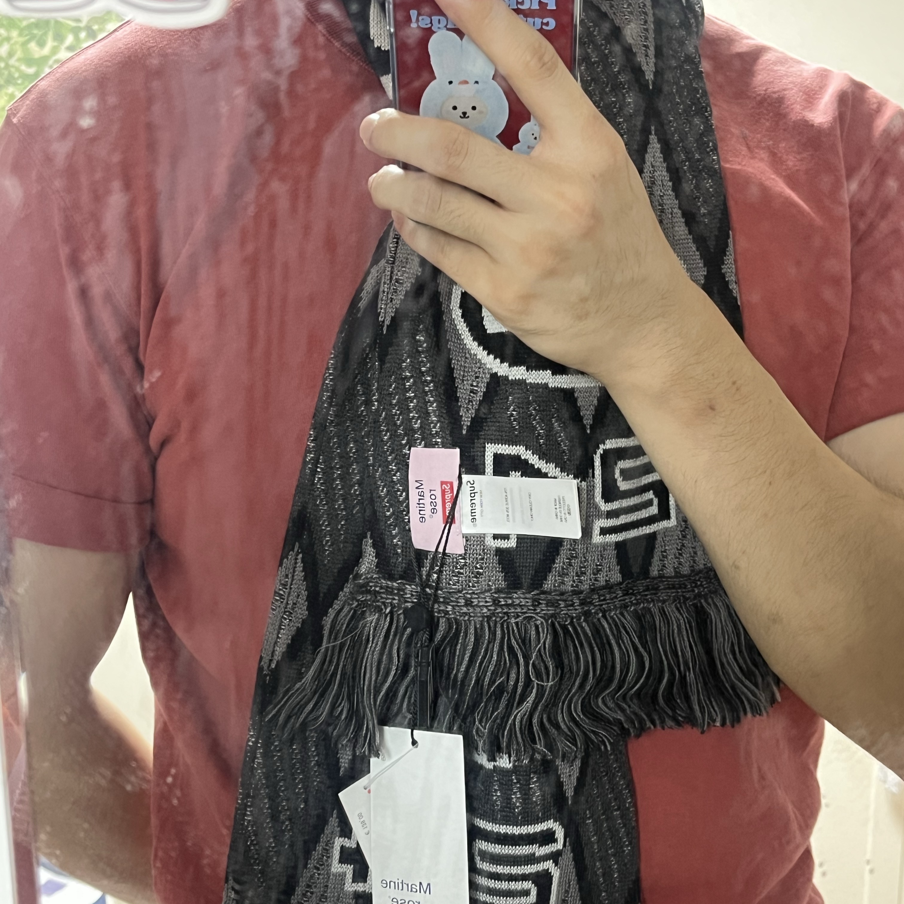 Supreme x Martine Rose Scarf Black - 24FW 착용 스타일