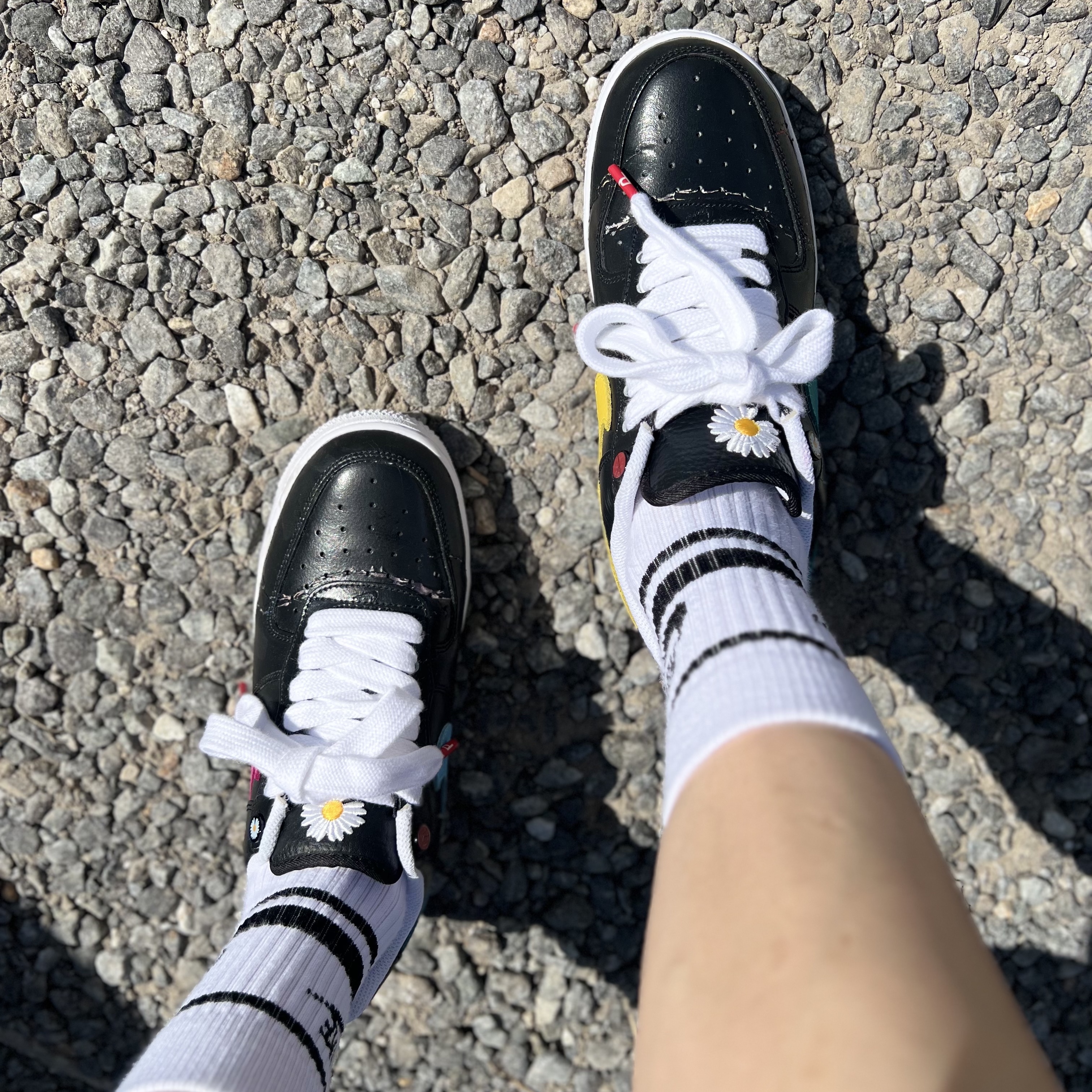 Nike x Peaceminusone Air Force 1 Low Para-Noise 3.0 Black and Multicolor 착용 스타일