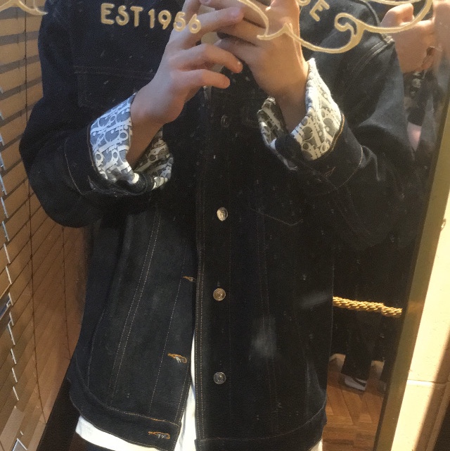 Dior Oblique Low Cotton Denim Jacket Blue, Dior Oblique Raw Cotton Denim Blouson Blue 착용 스타일 - 2