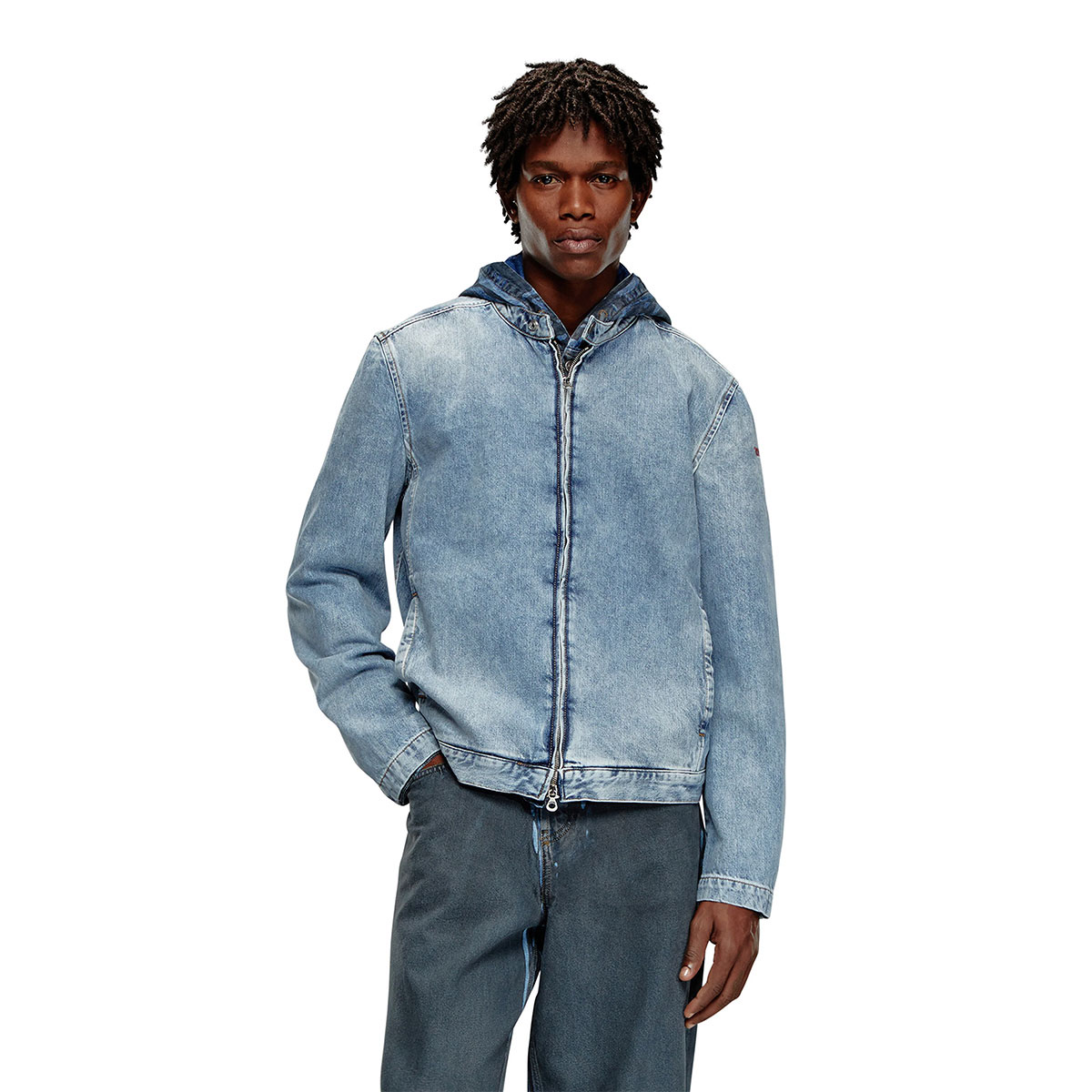 Diesel D-Glory Jacket Azul Claro 착용 스타일 - 2