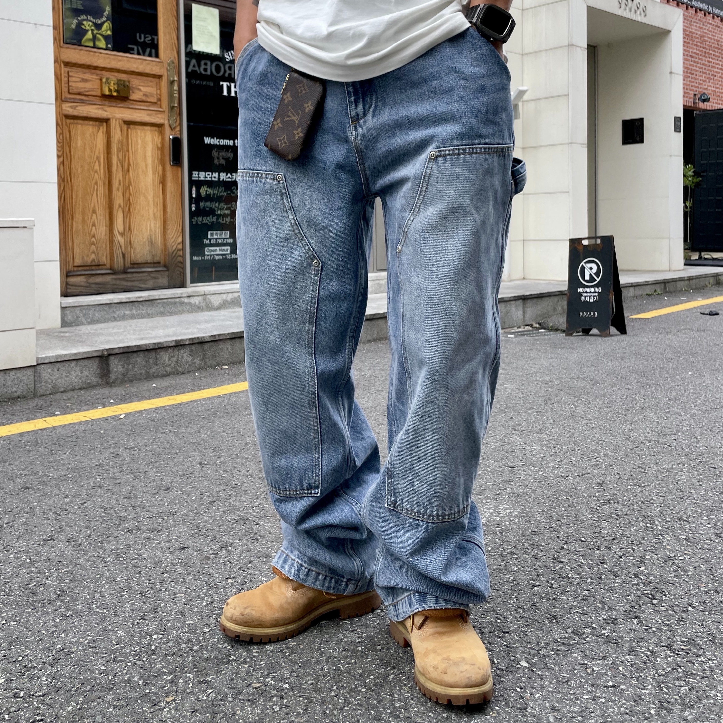 Timberland Premium 6 inch Waterproof Boot Wheat Nubuck - Wide, Supreme Pigment Canvas S Logo 6-Panel Black - 23SS 착용 스타일 - 2