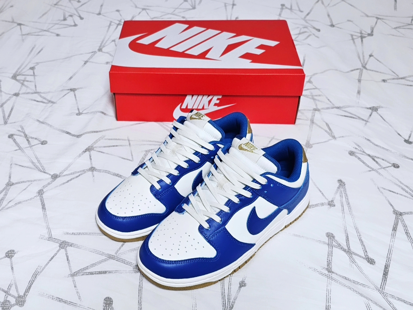 (W) Nike Dunk Low Sail Blue Jay 착용 스타일 - 1