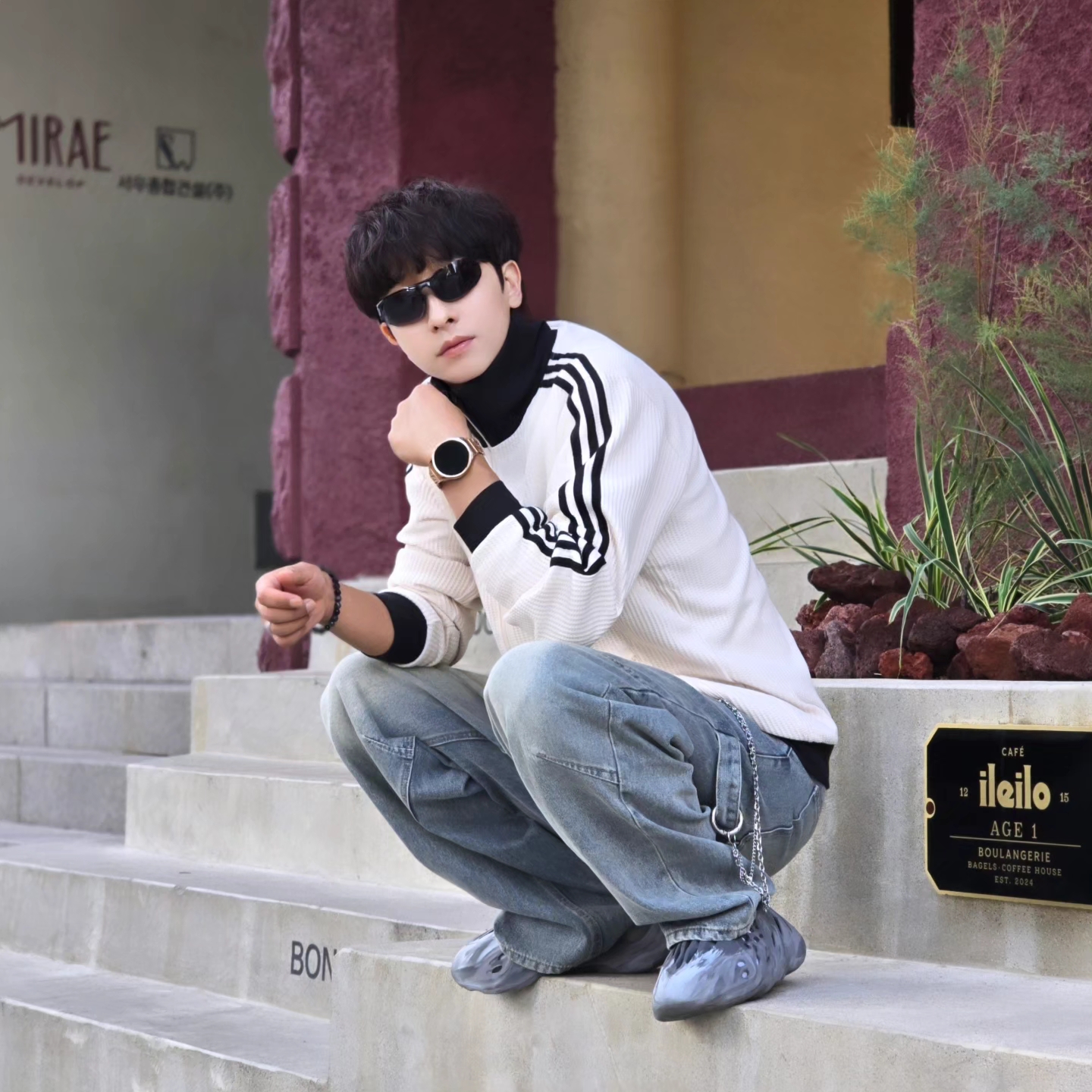 Adidas Waffle Beckenbauer Track Top Wonder White - KR Sizing, Samsung Galaxy Watch6 44mm LTE Silver (Korean Ver.) 착용 스타일 - 6