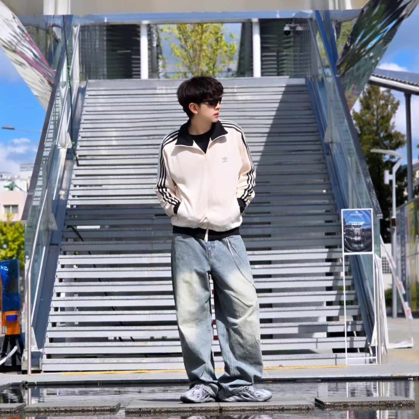 Adidas Waffle Beckenbauer Track Top Wonder White - KR Sizing, Samsung Galaxy Watch6 44mm LTE Silver (Korean Ver.) 착용 스타일 - 10