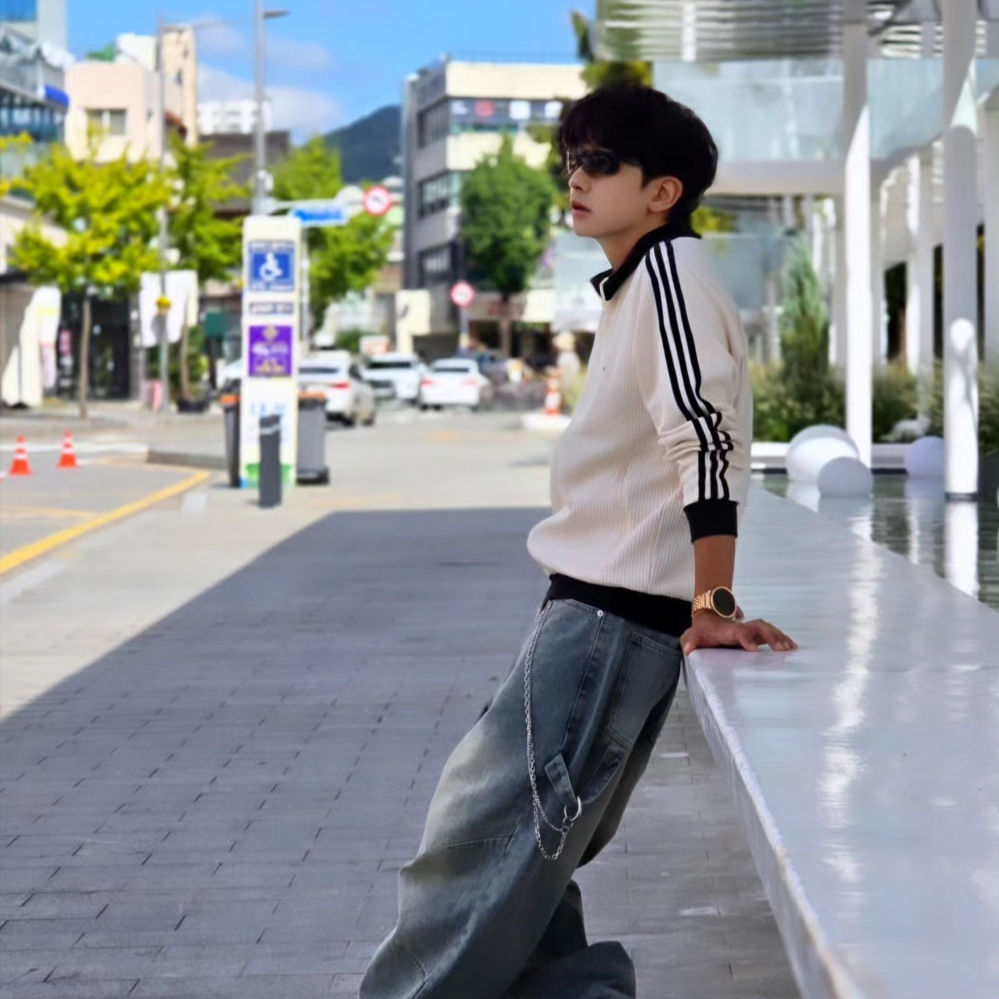 Adidas Waffle Beckenbauer Track Top Wonder White - KR Sizing, Samsung Galaxy Watch6 44mm LTE Silver (Korean Ver.) 착용 스타일 - 6