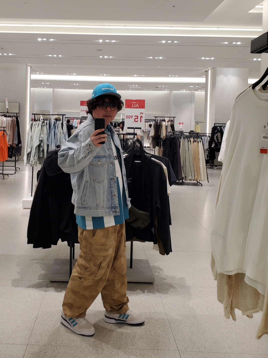 Supreme Box Logo Mesh Back New Era Blue - 23SS, Adidas Trefoil Logo Play Football Graphic S/S Polo T-Shirt Arctic Fusion - KR Sizing 착용 스타일 - 2