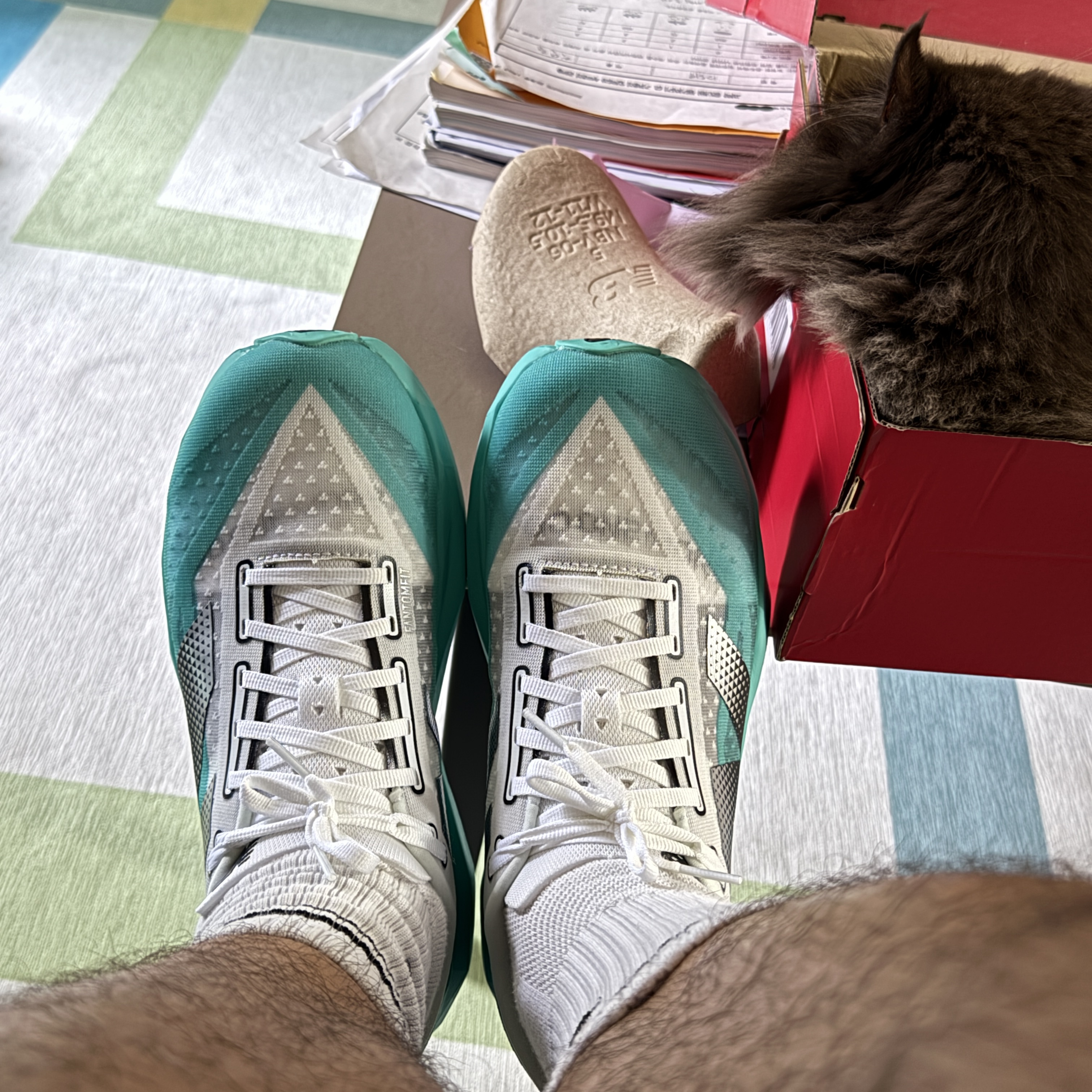 New Balance Fuelcell Rebel v4 Cyber Jade White - D Standard 착용 스타일 - 2
