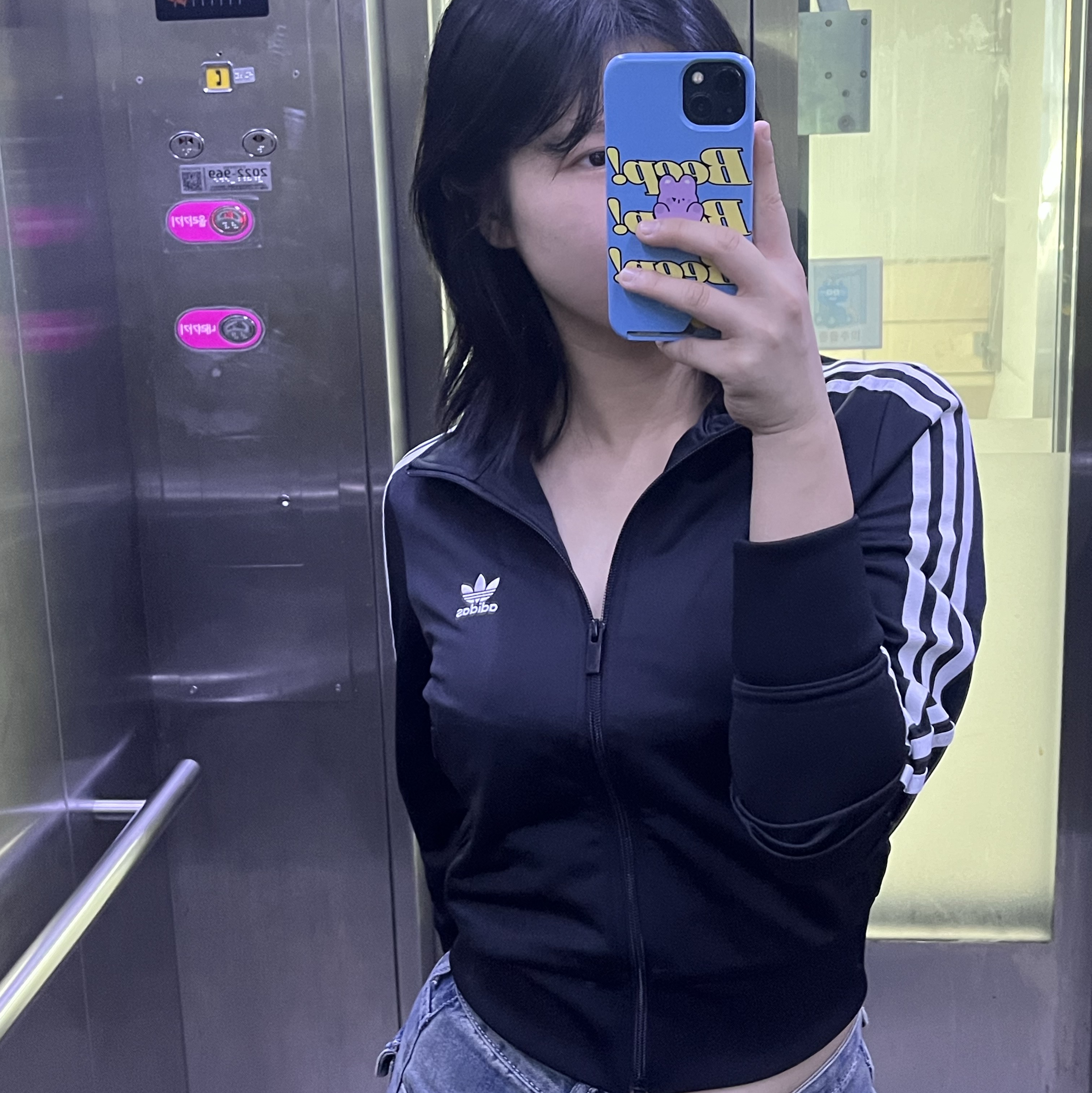 (W) Adidas Adicolor Classic Firebird Track Top Black - KR Sizing 착용 스타일 - 2