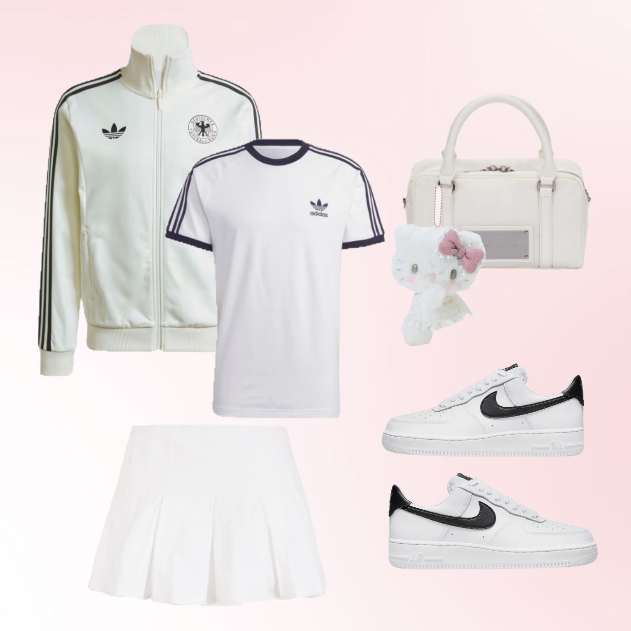 Adidas German Beckenbauer Track Top Off White - KR Sizing, Adidas Adicolor Classics 3-Stripes T-Shirt White - KR Sizing 착용 스타일